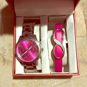 A watch and a Infinity sign bracelet to match.